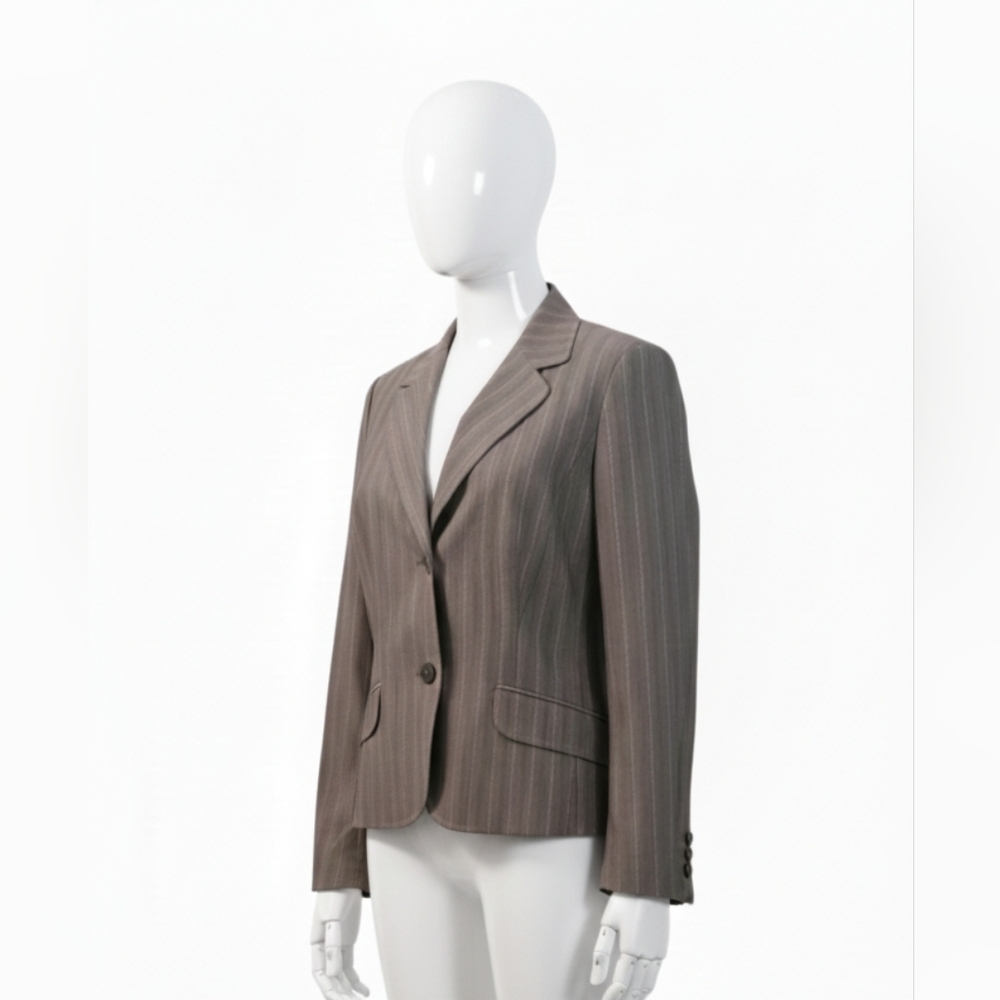 LAUREL ESCADA Pinstripe Wool & Silk Jacket…